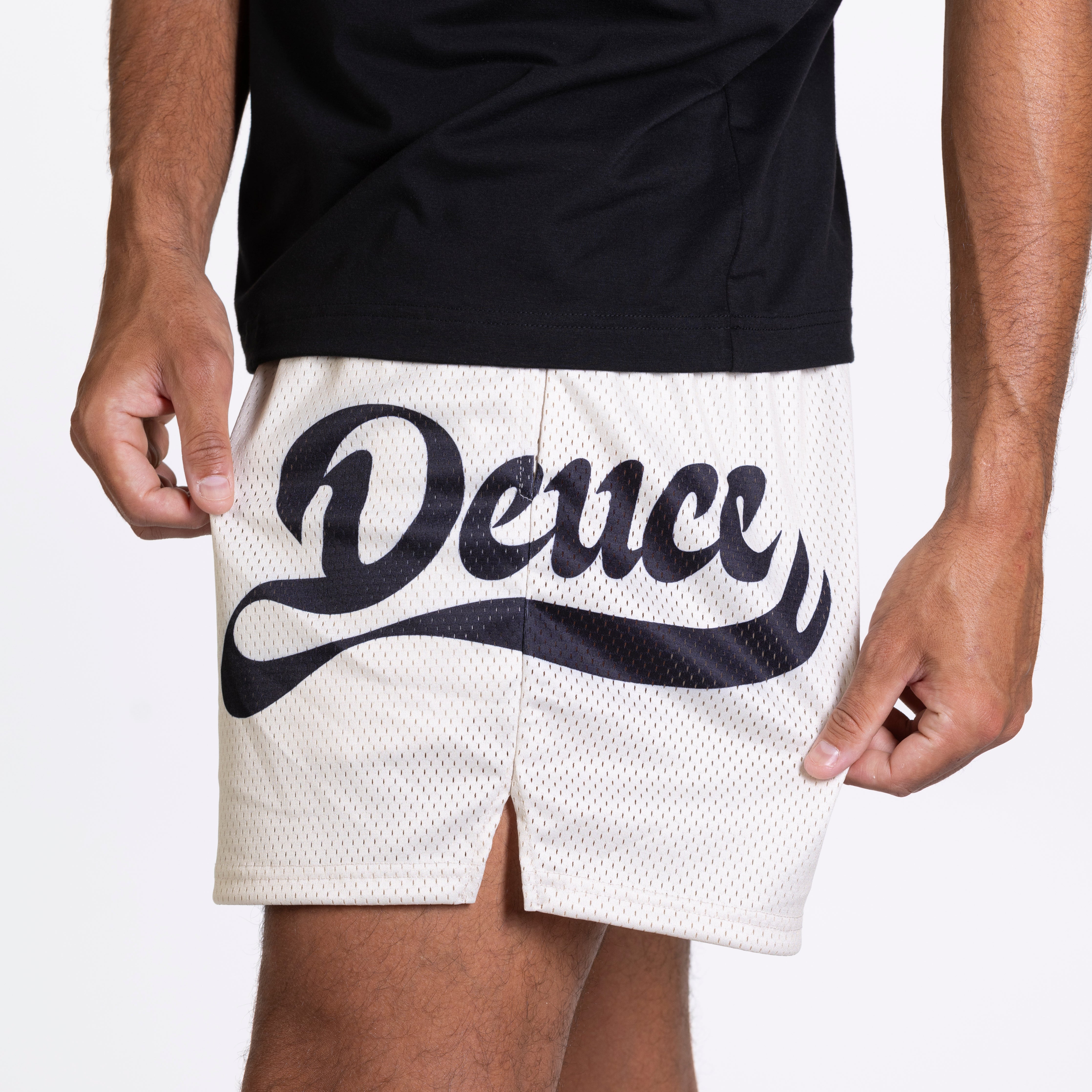 DEUCE MESH SHORTS | Cream Cursive – Deuce Brand Australia